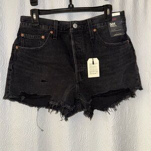 Levi's Women's Dark Denim Frayed Shorts
